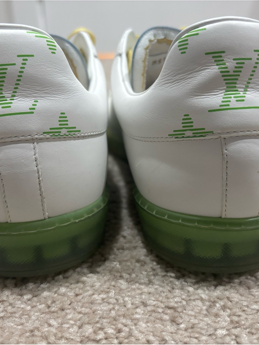 Louis Vuitton White Sneakers with Green & Yellow Floral Detail - Picture 12 of 12
